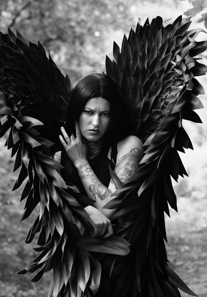 Black Angel Wings Costume Cosplay Photoshoot
