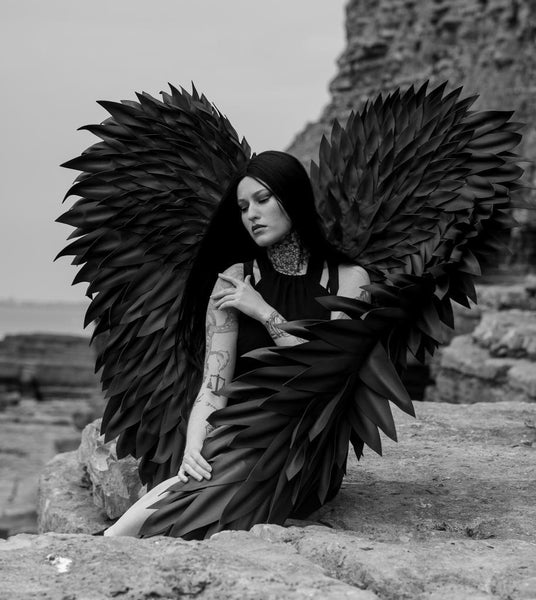 Black Angel Wings Costume Cosplay Photoshoot