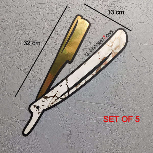 Flat Gold Card Razor Barber shop Wall decorations