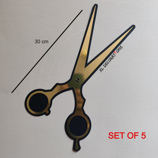 Flat Golden Card Scissors Wall decoration