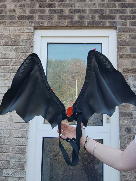 Black Bat Wings & Witch Hat Halloween Party Costume