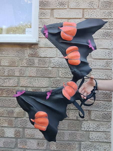 Black Bat Wings & Witch Hat Halloween Party Costume