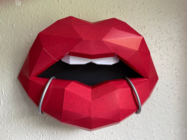 Red Card Lips With Piercings 37 cm wide Wall Decoration Beauty Tattoo Piercing studio