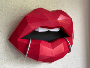 Red Card Lips With Piercings 37 cm wide Wall Decoration Beauty Tattoo Piercing studio