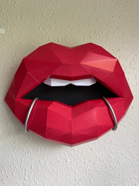 Red Card Lips With Piercings 37 cm wide Wall Decoration Beauty Tattoo Piercing studio