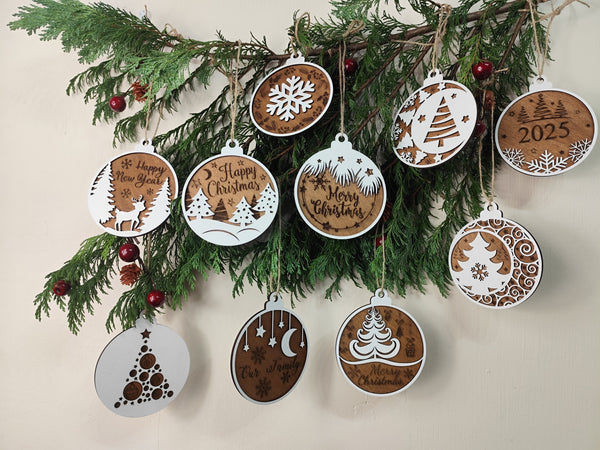 Christmas Tree Wood Ornaments White🎄