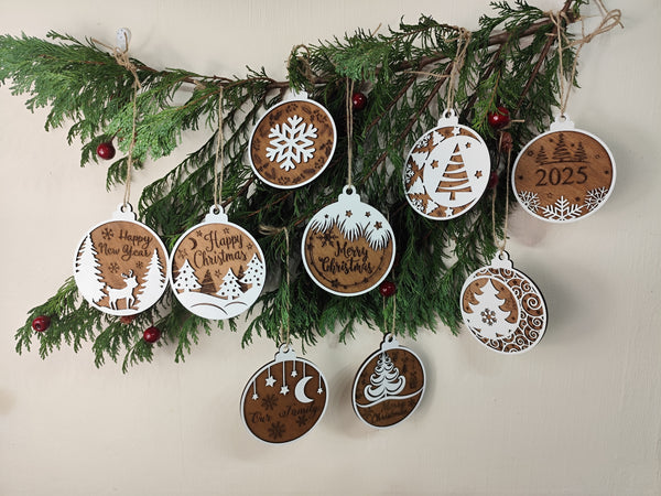 Christmas Tree Wood Ornaments White🎄