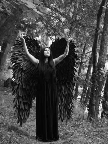 Black Angel Wings Costume Cosplay Photoshoot