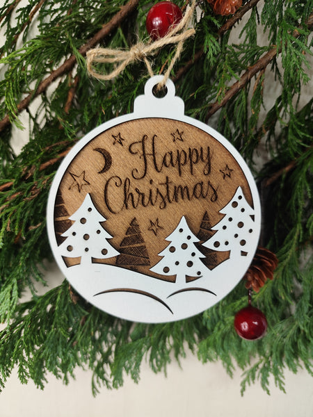 Christmas Tree Wood Ornaments White🎄