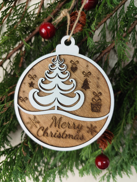 Christmas Tree Wood Ornaments White🎄