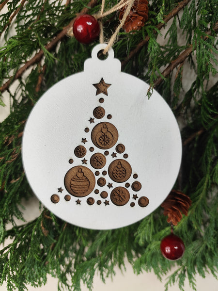 Christmas Tree Wood Ornaments White🎄