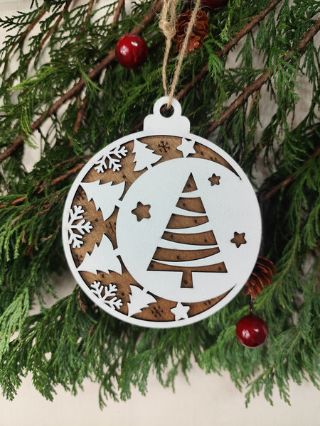 Christmas Tree Wood Ornaments White🎄