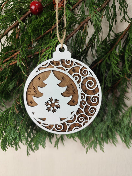 Christmas Tree Wood Ornaments White🎄