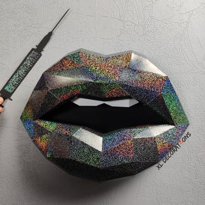 Black Holographic Card Lips 37cm & Needle 27cm Wall Decoration Beauty salon