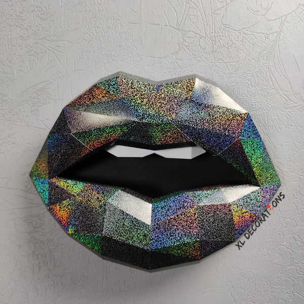 Black Holographic Card Lips 37cm & Needle 27cm Wall Decoration Beauty salon