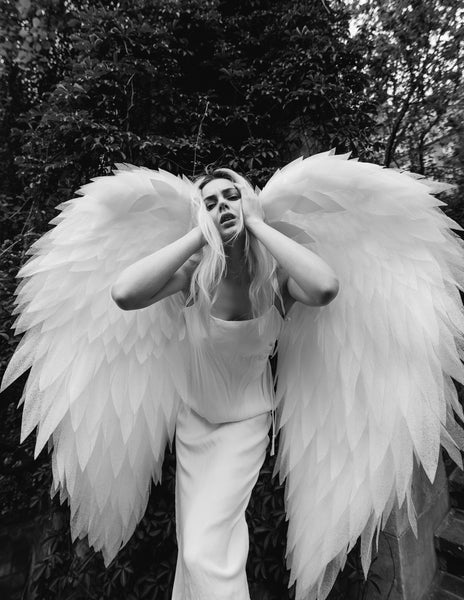 White Angel Wings Costume Cosplay Photoshoot