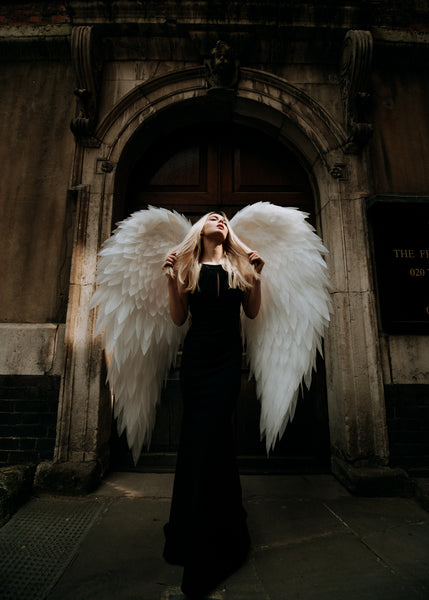 White Angel Wings Costume Cosplay Photoshoot