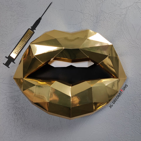 Gold Card Lips 37cm & Needle 27cm length Wall Decoration Beauty salon