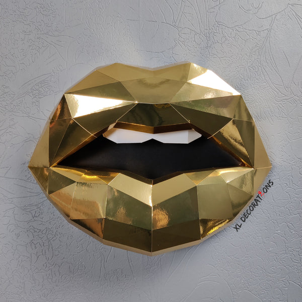 Gold Card paper Lips 37cm Wall Decoration Beauty salon