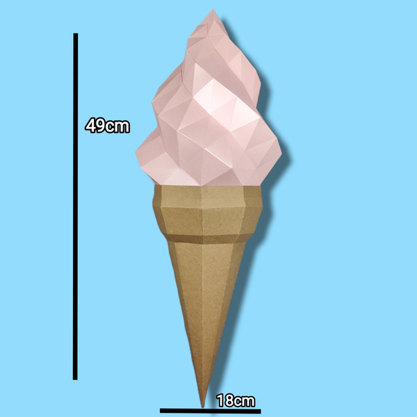 Pink Half Ice Cream Flat Back Wall Decoration 49cm x 18 cm