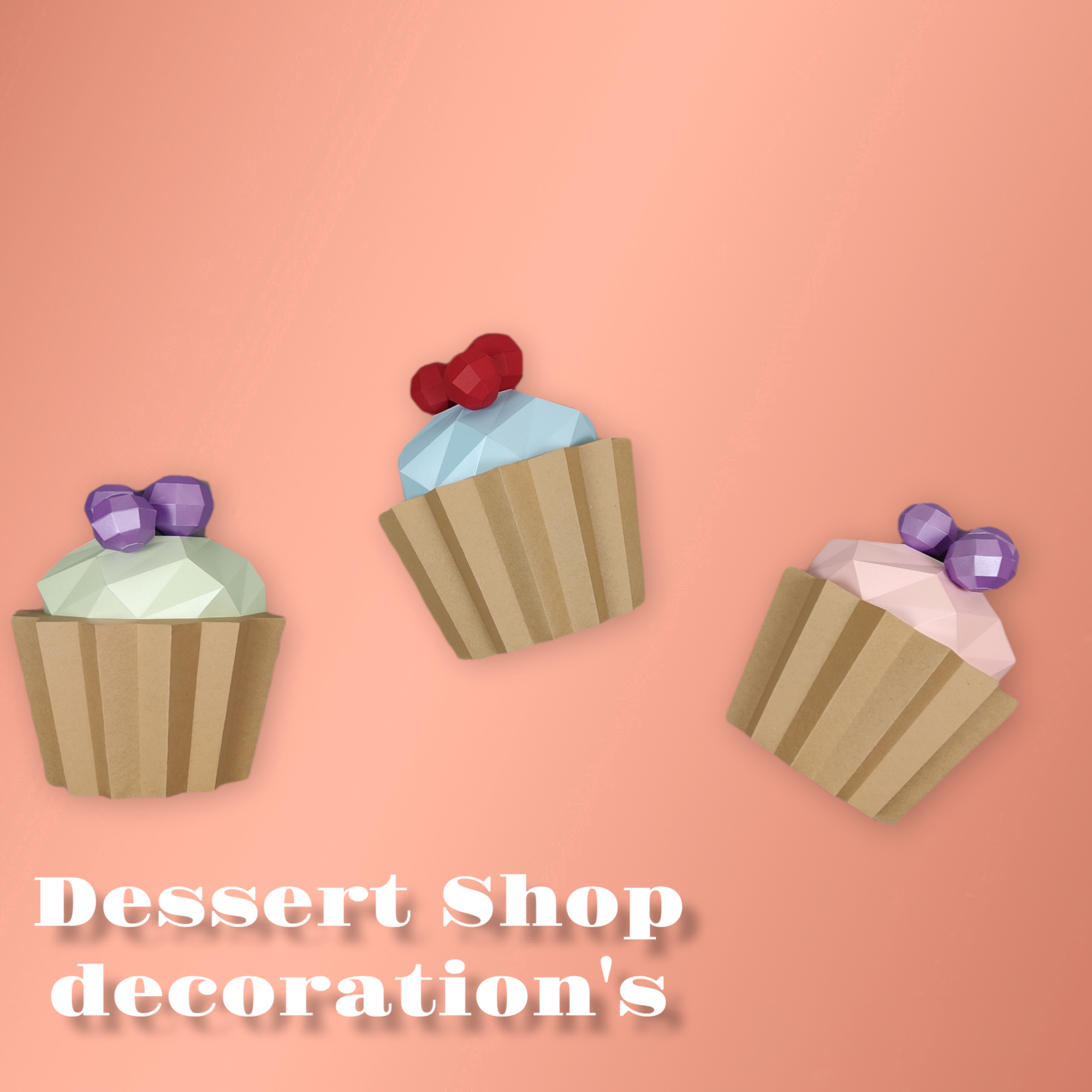 Set of 3 Muffins Flat Back Card Wall Decoration