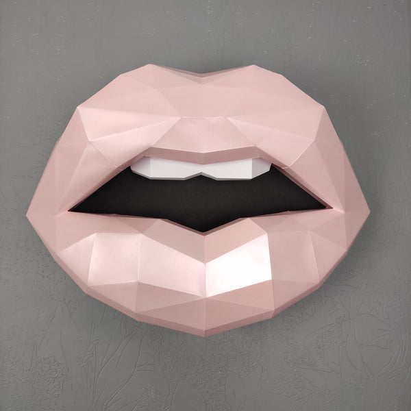 Large Pearlescent Card light Pink Lips 52 cm wide Wall Decoration