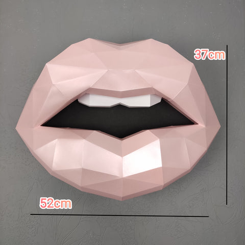 Large Pearlescent Card light Pink Lips 52 cm wide Wall Decoration