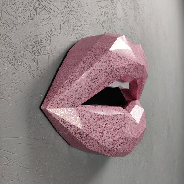 Pink Textured Lips 37cm & Needle 27 cm wide Wall Decoration Beauty salon