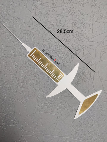 Gold/White Card Syringe 30cm Wall Decoration Beauty Salon