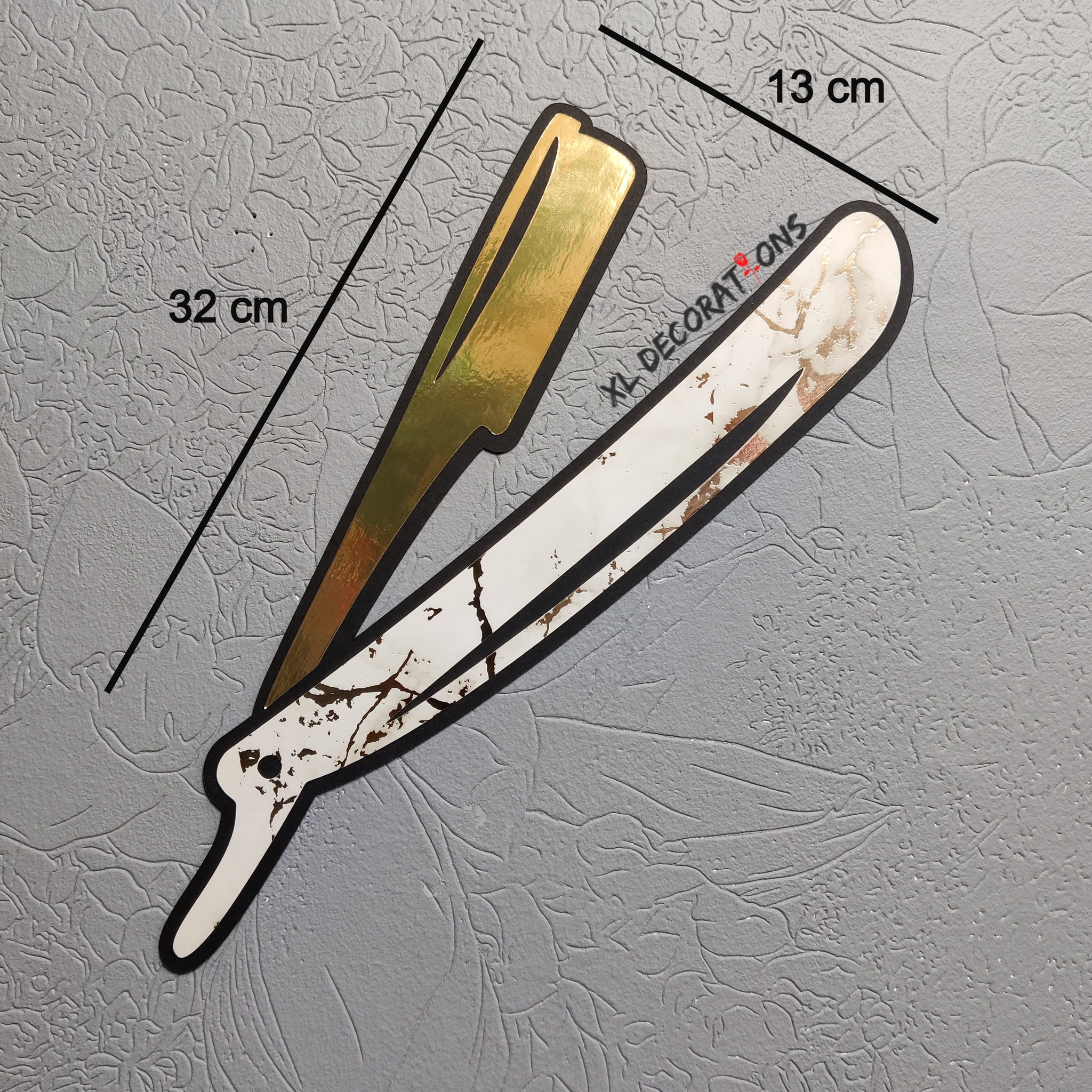 Flat Gold Card Razor Barber shop Wall decorations