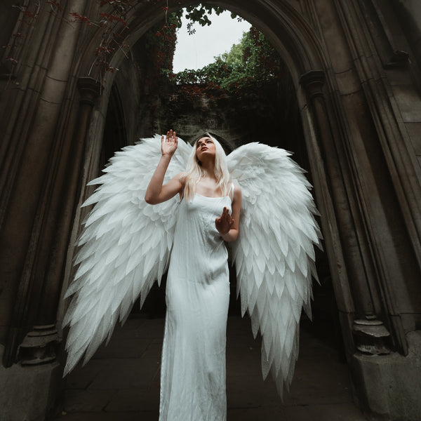 White Angel Wings Costume Cosplay Photoshoot