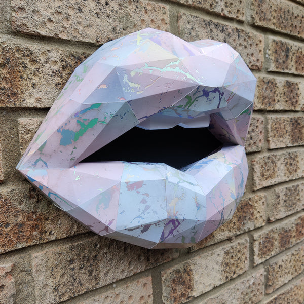 Marble Holographic Card Lips 37cm Wall Decoration Beauty salon