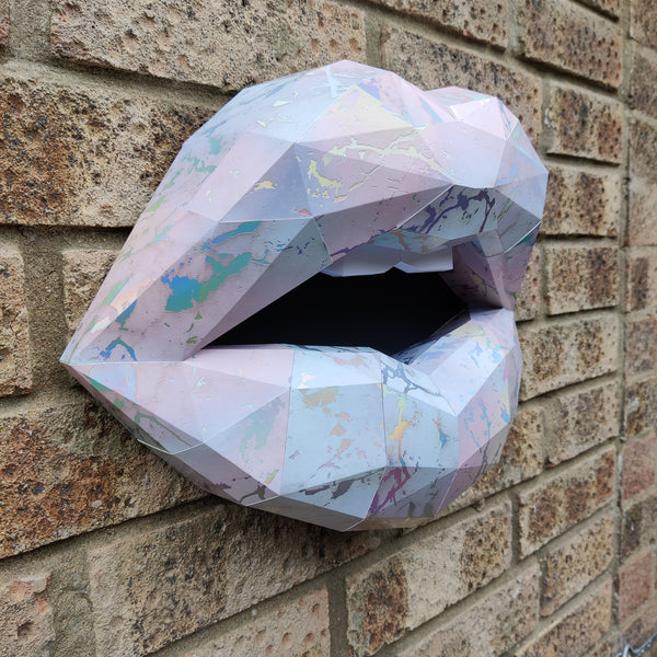 Marble Holographic Card Lips 37cm Wall Decoration Beauty salon