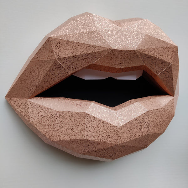 Rose Gold Textured Card Lips 37cm wide Wall Decoration Beauty salon