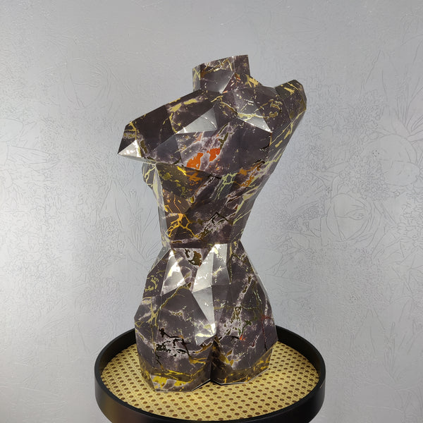 Women Body Card Paper Sculpture 50cm Gold/black Marble