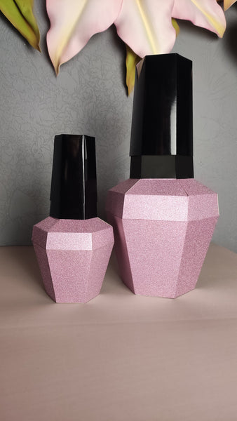 Set of 2 Pink Glitter Nail polish 30cm/20cm Decoration Beauty salon