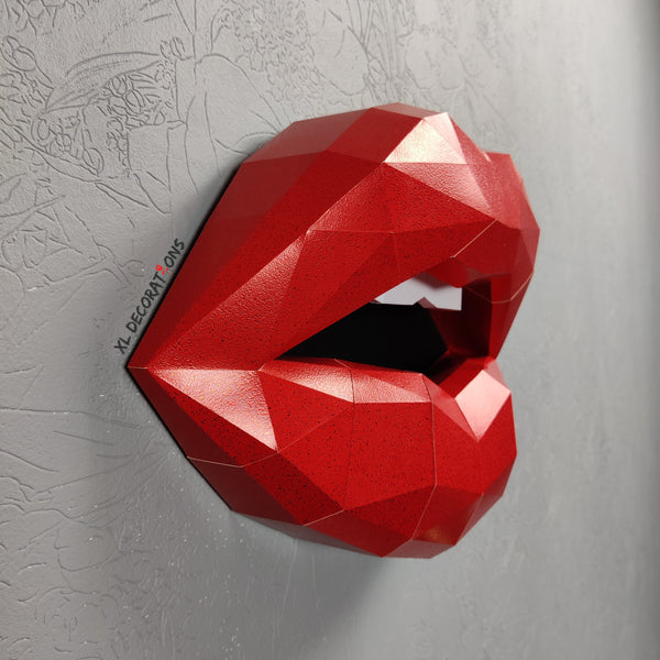 Red Textured Card Lips 37cm & Needle 27 cm wide Wall Decoration Beauty salon