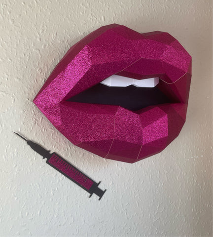 Hot Pink Lips 37cm & Needle 27 cm wide Wall Decoration Beauty salon