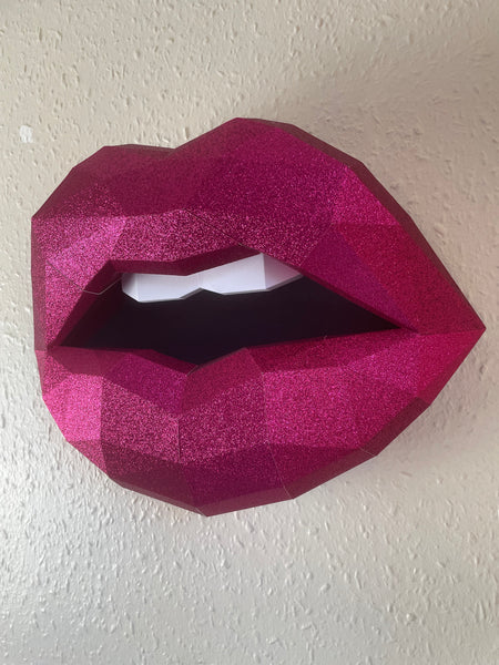 Hot Pink Lips 37cm & Needle 27 cm wide Wall Decoration Beauty salon