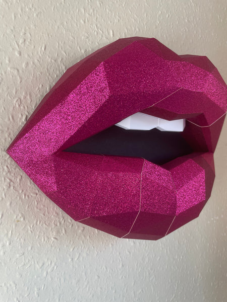 Hot Pink Lips 37cm & Needle 27 cm wide Wall Decoration Beauty salon