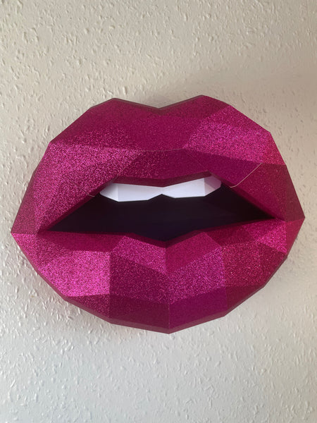 Hot Pink Lips 37cm & Needle 27 cm wide Wall Decoration Beauty salon