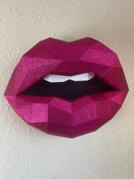 Hot Pink Lips 37cm & Needle 27 cm wide Wall Decoration Beauty salon